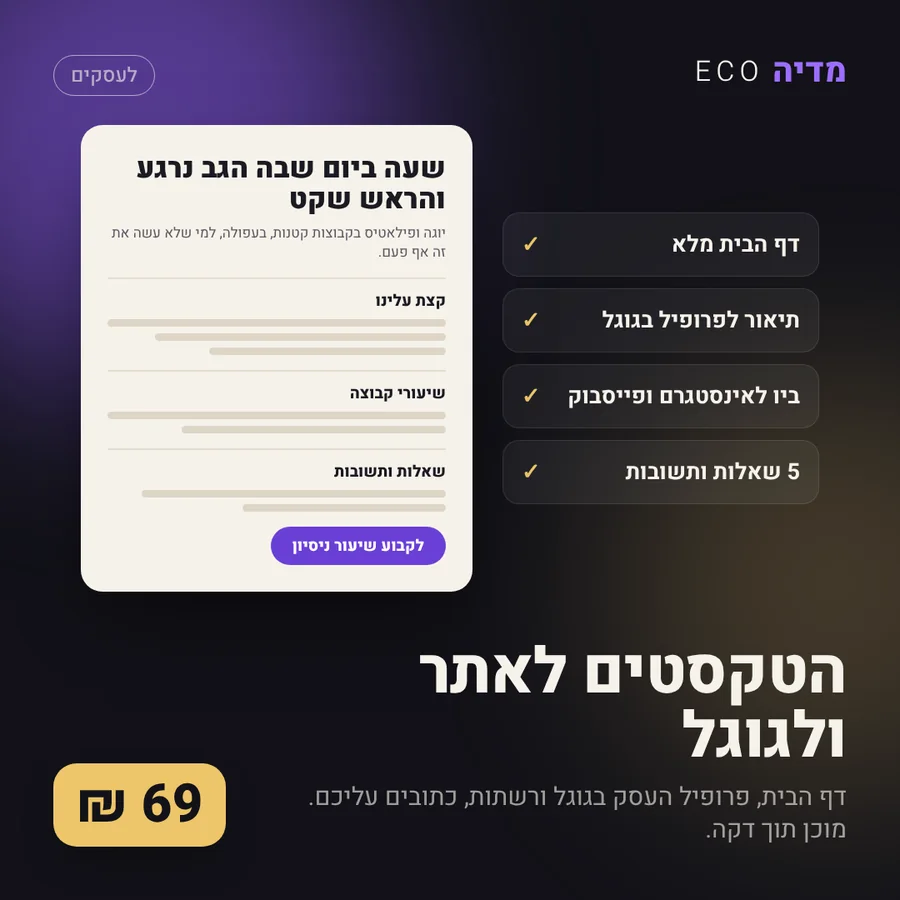 הטקסטים לאתר ולגוגל, 69 ₪
