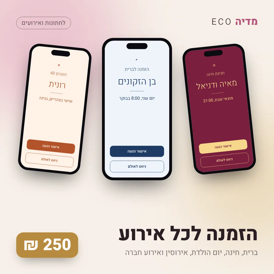 הזמנה לכל אירוע, 250 ₪