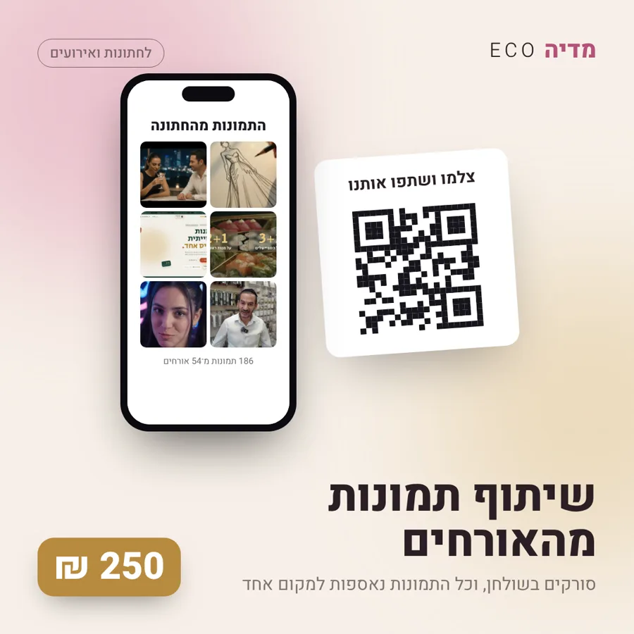 שיתוף תמונות מהאורחים, 250 ₪