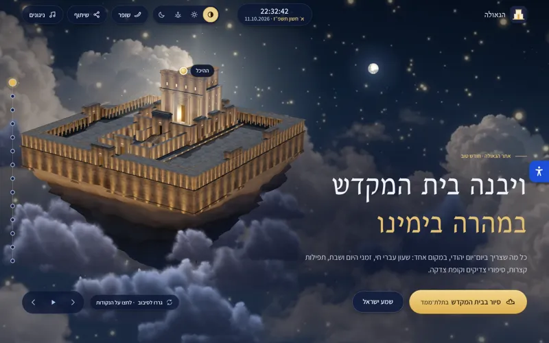 צילום מסך של האתר אתר הגאולה, שבנתה אקו מדיה
